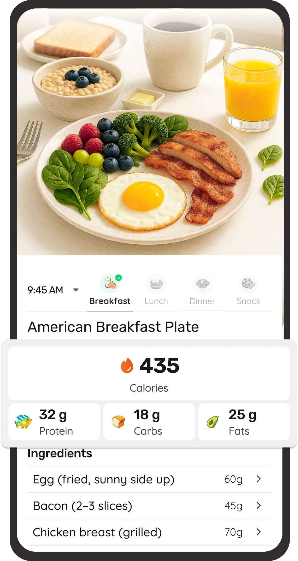 Gram Fit app showing daily calorie and macro tracking dashboard